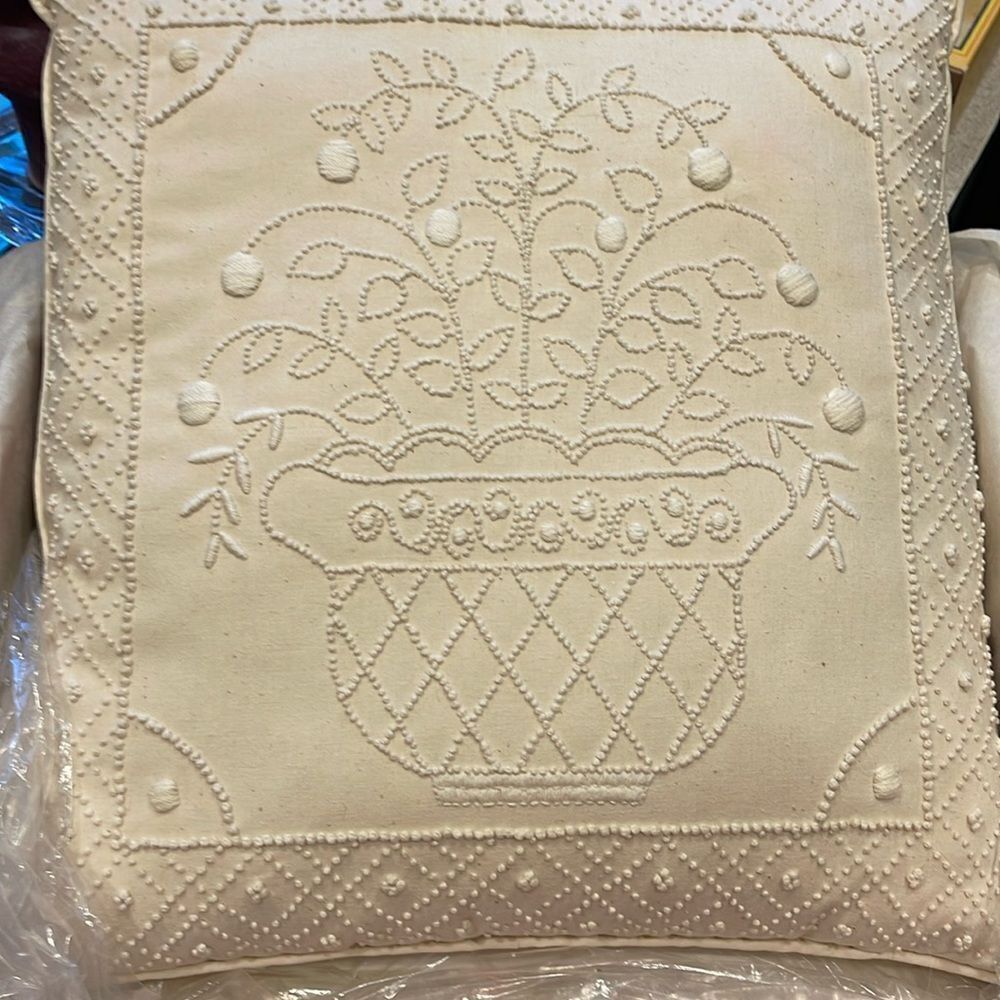 Beautiful vintage French knot pillow. Has been in bag and box so like new!